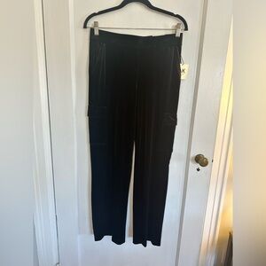 Anne Klein Black Velvet Cargo Pants Petite Small